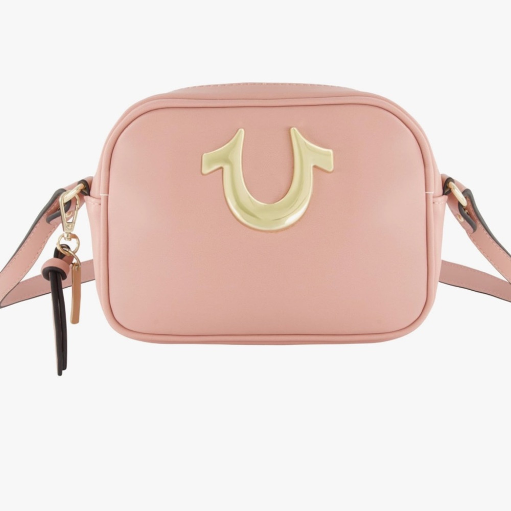 True Religion Baby Pink Med Crossbody Bag Purse with Horseshoe Logo Adjustable - Picture 14 of 14